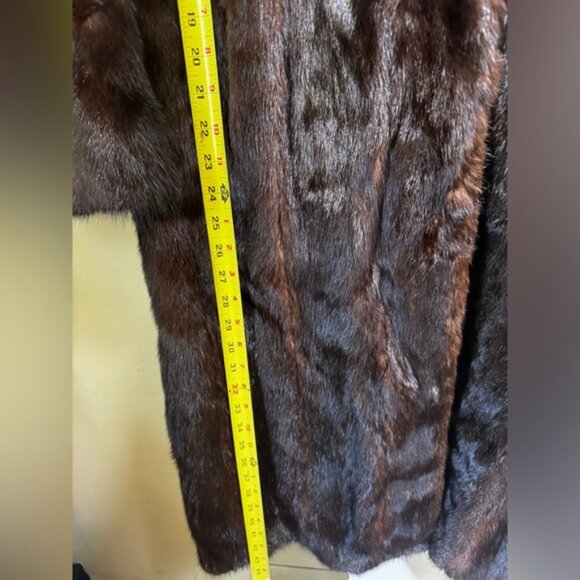 TheRoom Vintage 80s Mink Fur Coat Long Quality Dark Brown Pocket Jacket Shawl 12 - Picture 16 of 16